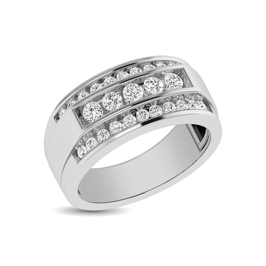 10K White Gold 1/2 Ctw Round Cut Diamond Mens Wedding Band