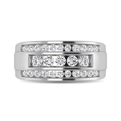 10K White Gold 1/2 Ctw Round Cut Diamond Mens Wedding Band