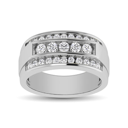 10K White Gold 1/2 Ctw Round Cut Diamond Mens Wedding Band