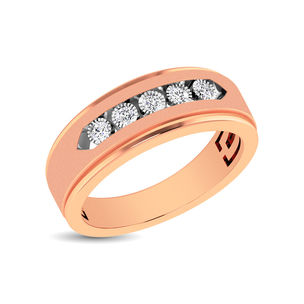 10K Rose Gold 1/6 Ct.Tw. Diamond Illusion Mens Band