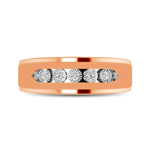 10K Rose Gold 1/6 Ct.Tw. Diamond Illusion Mens Band