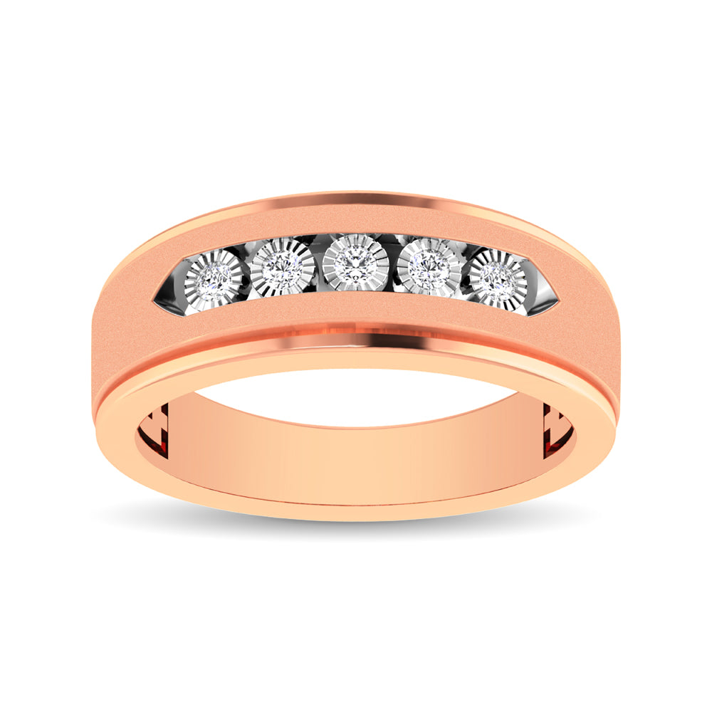 10K Rose Gold 1/6 Ct.Tw. Diamond Illusion Mens Band