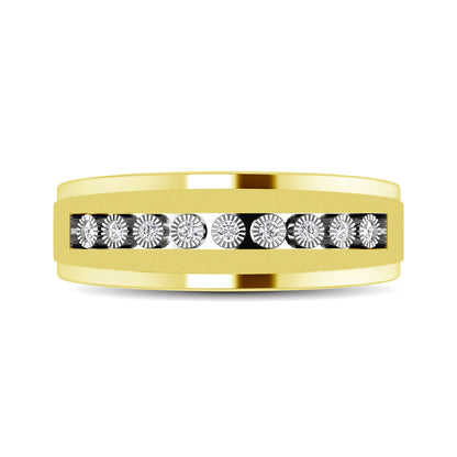 10K Yellow Gold 1/10 Ct.Tw. Diamond Illusion Mens Band