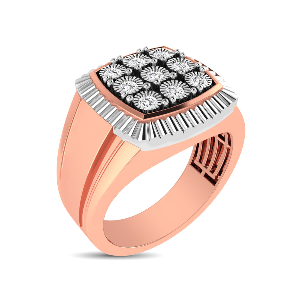 10K Rose Gold 1/5 Ct.Tw. Diamond Illusion Men's Fashion Ring