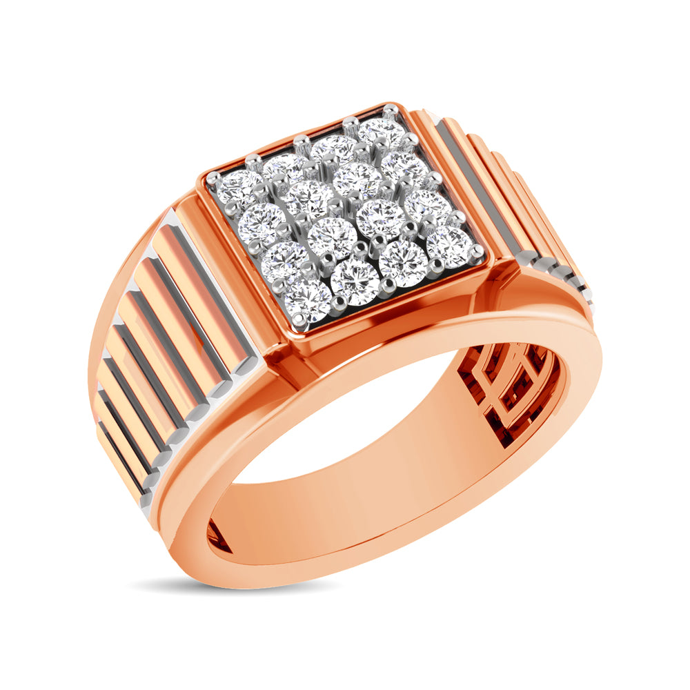 10K Rose Gold 1 Ct.Tw. Diamond Men's Fashion Ring