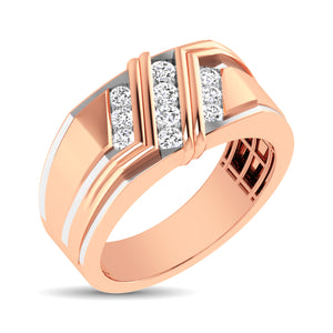 10K Rose Gold 1/2 Ctw Round Cut Diamond Mens Wedding Band