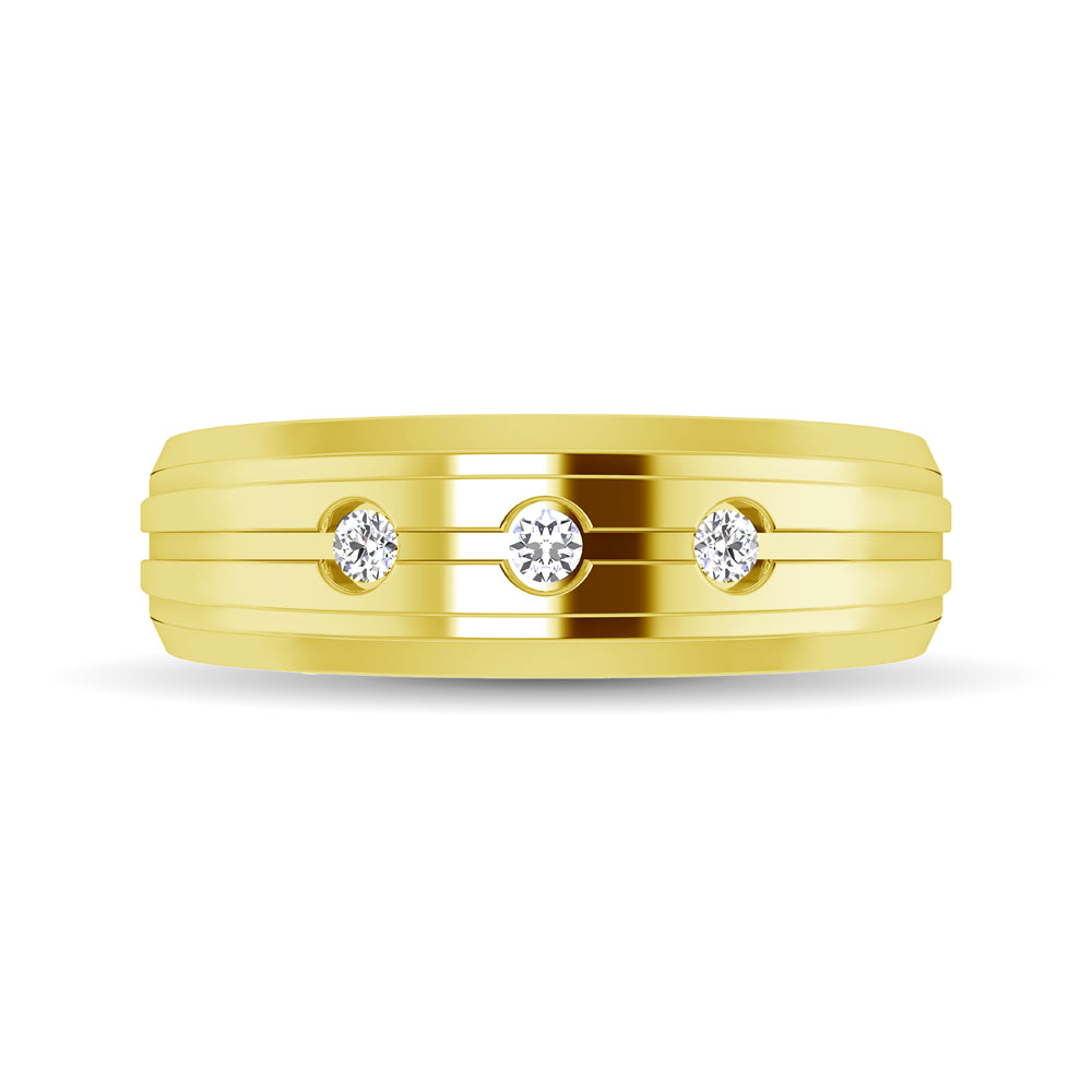 10K Yellow Gold 1/10 Ctw Round Cut Diamond Mens Band