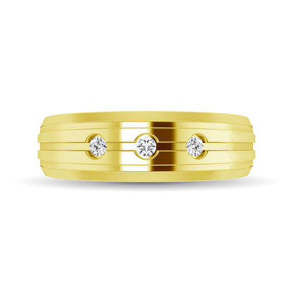 10K Yellow Gold 1/10 Ctw Round Cut Diamond Mens Band