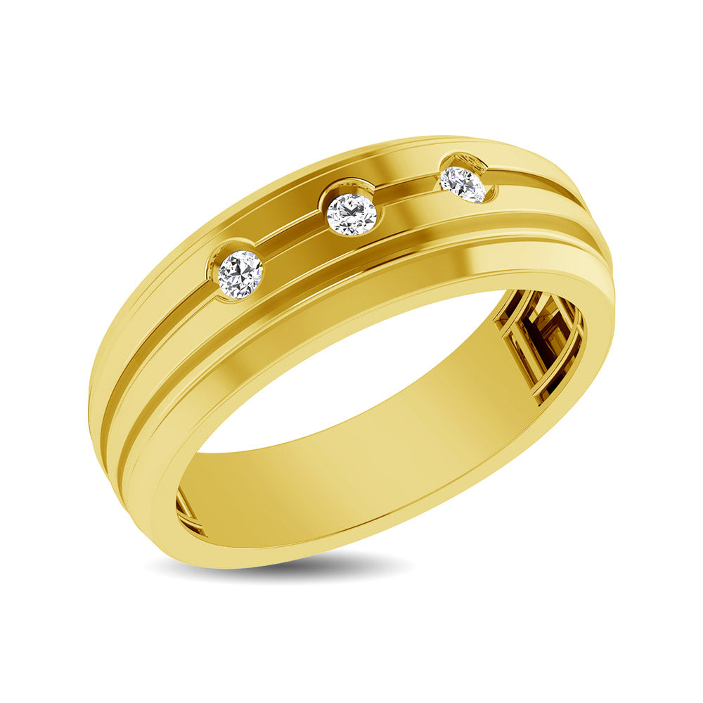 10K Yellow Gold 1/10 Ctw Round Cut Diamond Mens Band