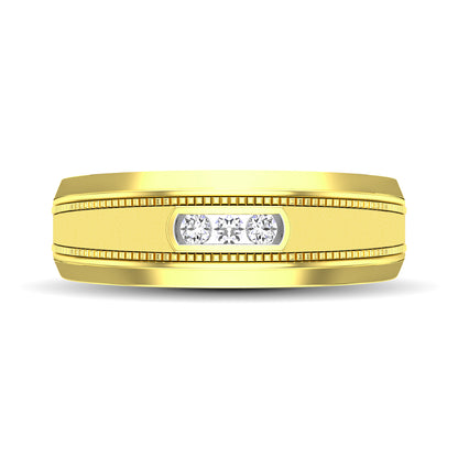 10K Yellow Gold Diamond 1/10 Ctw Mens Ring