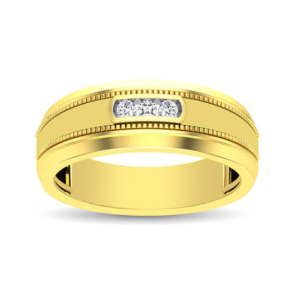 10K Yellow Gold Diamond 1/10 Ctw Mens Ring