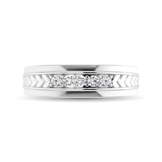 10K White Gold 1/4 Ct.Tw. Diamond Five Stone Mens Band