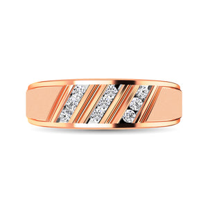 10K Rose Gold 1/4 Ct.Tw. Diamond Mens Band