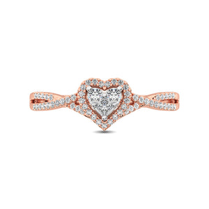 10K Rose Gold 1/4 Ct.Tw. Diamond Heart Ring