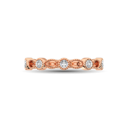 14K Rose Gold 1/6 Ctw Diamond Band