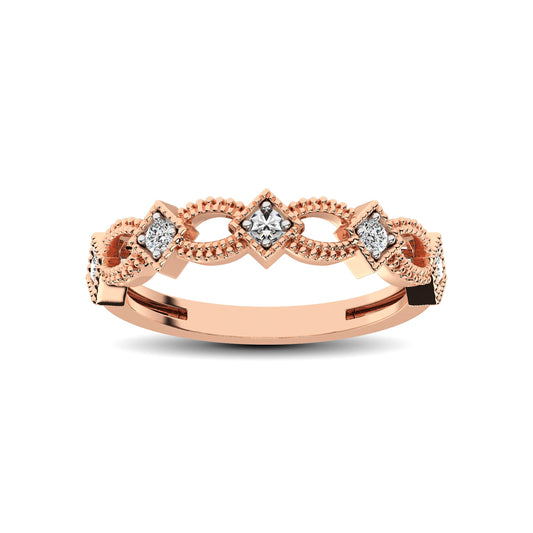 14K Rose Gold 1/6 Ctw Diamond Stackable Band