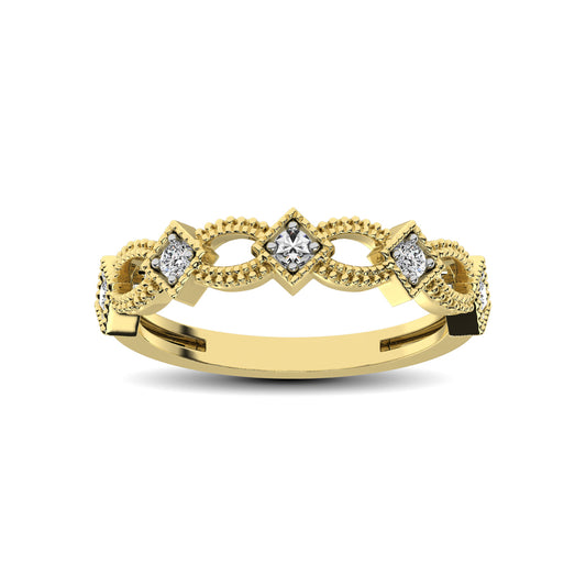 14K Yellow Gold 1/6 Ctw Diamond Stackable Band