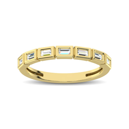 14K Yellow Gold 1/4 Ct.Tw. Diamond Straight Buggete Stackable Band