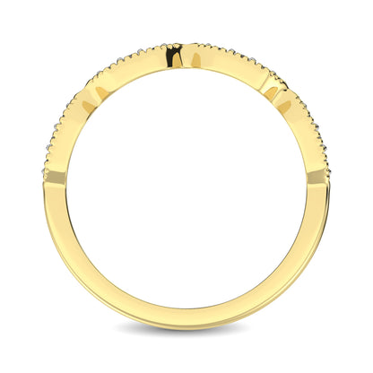 Beaded Style Band set with 1/6 Ctw Diamond in 14K Yellow Gold