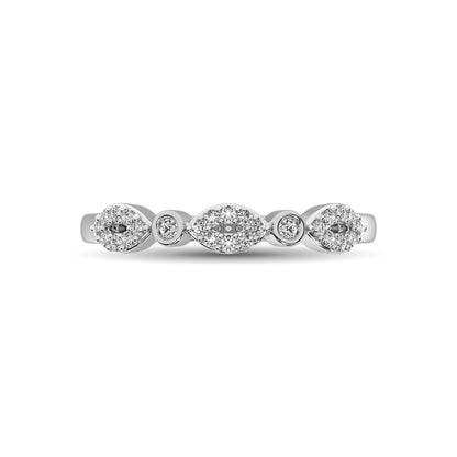 Round and Marquise Shape 1/6 Ctw Diamond Stackable Band