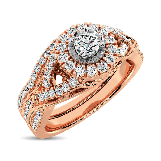 10K Bridal Rose Gold Diamond Ring