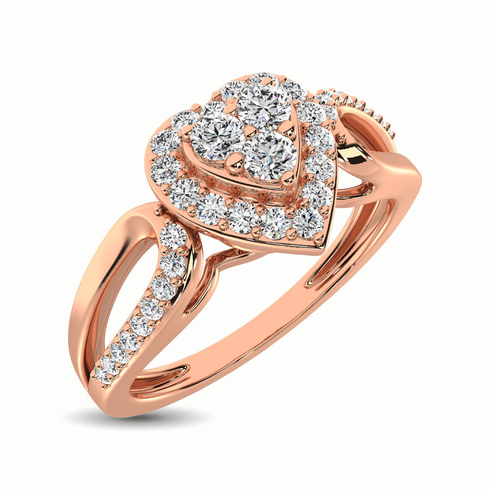 10K Rose Gold 1/4 Ct.Tw. Diamond Heart Engagement Ring