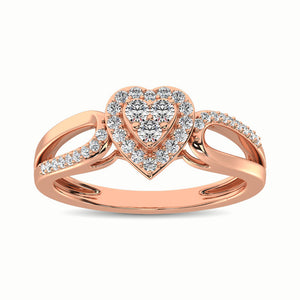 10K Rose Gold 1/4 Ct.Tw. Diamond Heart Engagement Ring