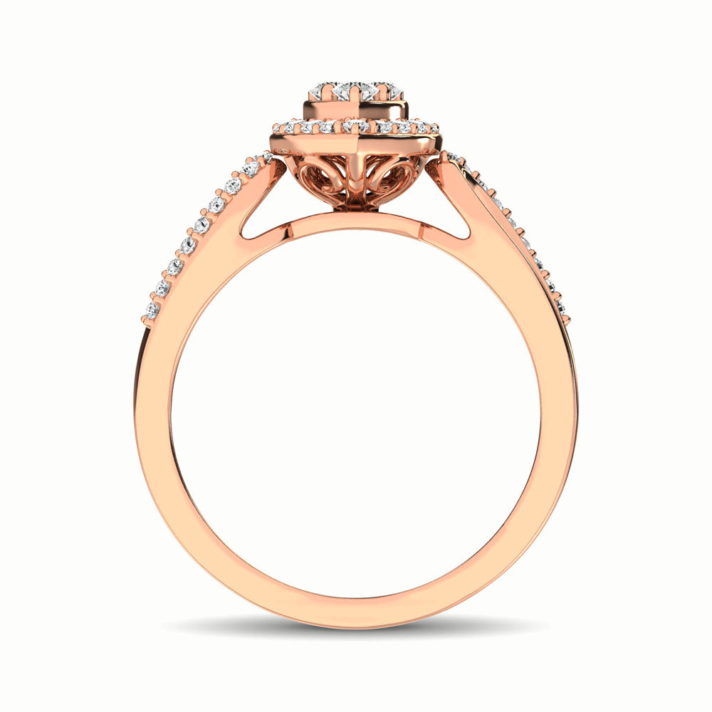 10K Rose Gold 1/4 Ct.Tw. Diamond Heart Engagement Ring