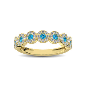 14K Yellow Gold 5/8 Ct.Tw. Diamond & Blue Sapphire Stackable Band