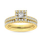 Diamond Classic Shank Single Halo Bridal Ring 1 ct tw Princess Cut in 14K Yellow Gold