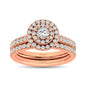 Diamond Classic Shank Double Halo Bridal Ring 1 ct tw Round Cut in 14K Rose Gold