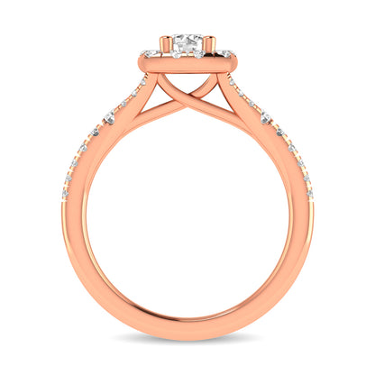Diamond  Split Shank Single Halo Bridal Ring 1 ct tw Round Cut in 14K Rose Gold