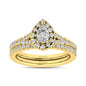Diamond  Split Shank Single Halo Bridal Ring 1 ct tw Pear Cut in 14K Yellow Gold