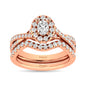 Diamond  Twist Shank Single Halo Bridal Ring 1 ct tw Oval Cut in 14K Rose Gold