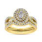Diamond  Twist Shank Double Halo Bridal Ring 1 ct tw Oval Cut in 14K Yellow Gold