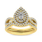 Diamond  Twist Shank Double Halo Bridal Ring 1 ct tw Pear Cut in 14K Yellow Gold