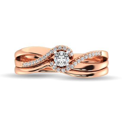 Diamond Bridal Ring 1/4 ct tw in Round-cut 10K Rose Gold