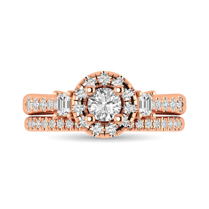 Diamond Classic Shank Single Halo Bridal Ring 1 ct tw Round Cut in 14K Rose Gold