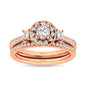 Diamond Classic Shank Single Halo Bridal Ring 1 ct tw Round Cut in 14K Rose Gold