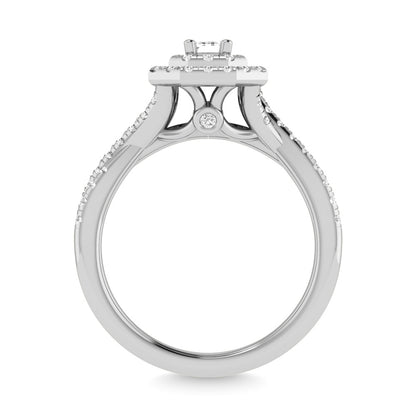 Diamond 1 Ct.Tw. Emerald Cut Bridal Ring in 14K White Gold