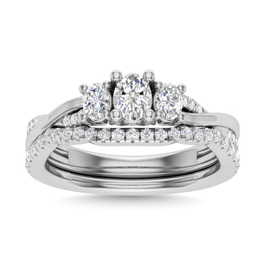 Diamond 1 Ct.Tw. Round Cut Bridal Ring in 14K White Gold