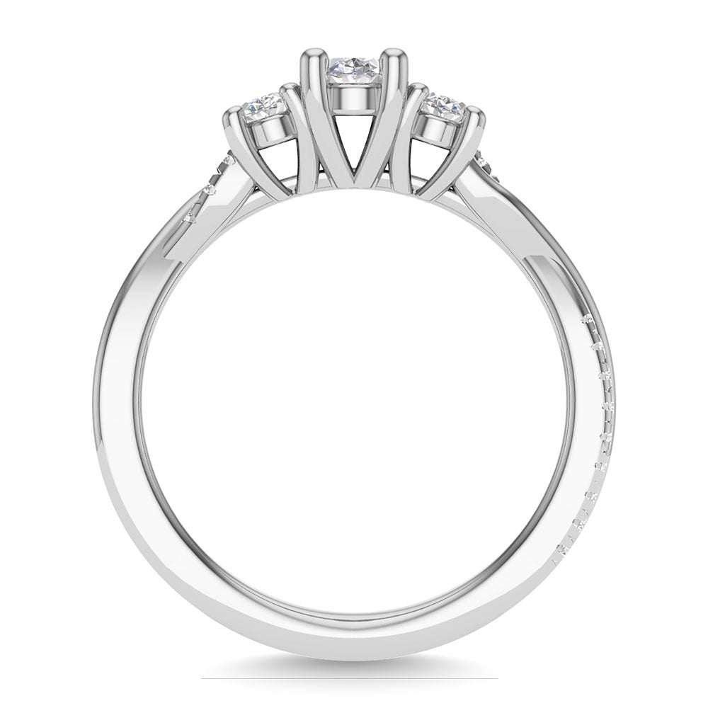 Diamond 1 Ct.Tw. Round Cut Bridal Ring in 14K White Gold