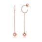 Sterling Silver Open Hoop Long Bar and Bead Earrings - Rose Gold Plated