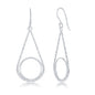 Sterling Silver Diamond-Cut Pear-Shaped with Shiny Open Circle Earrings