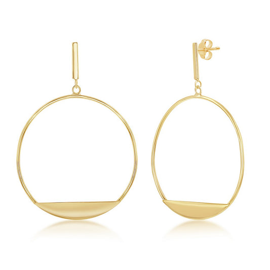 Sterling Silver Bar with Designed Hoop Earrings -  Gold Plated