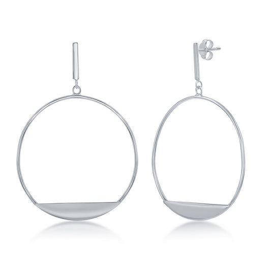 Sterling Silver Bar with Designed Hoop Earrings
