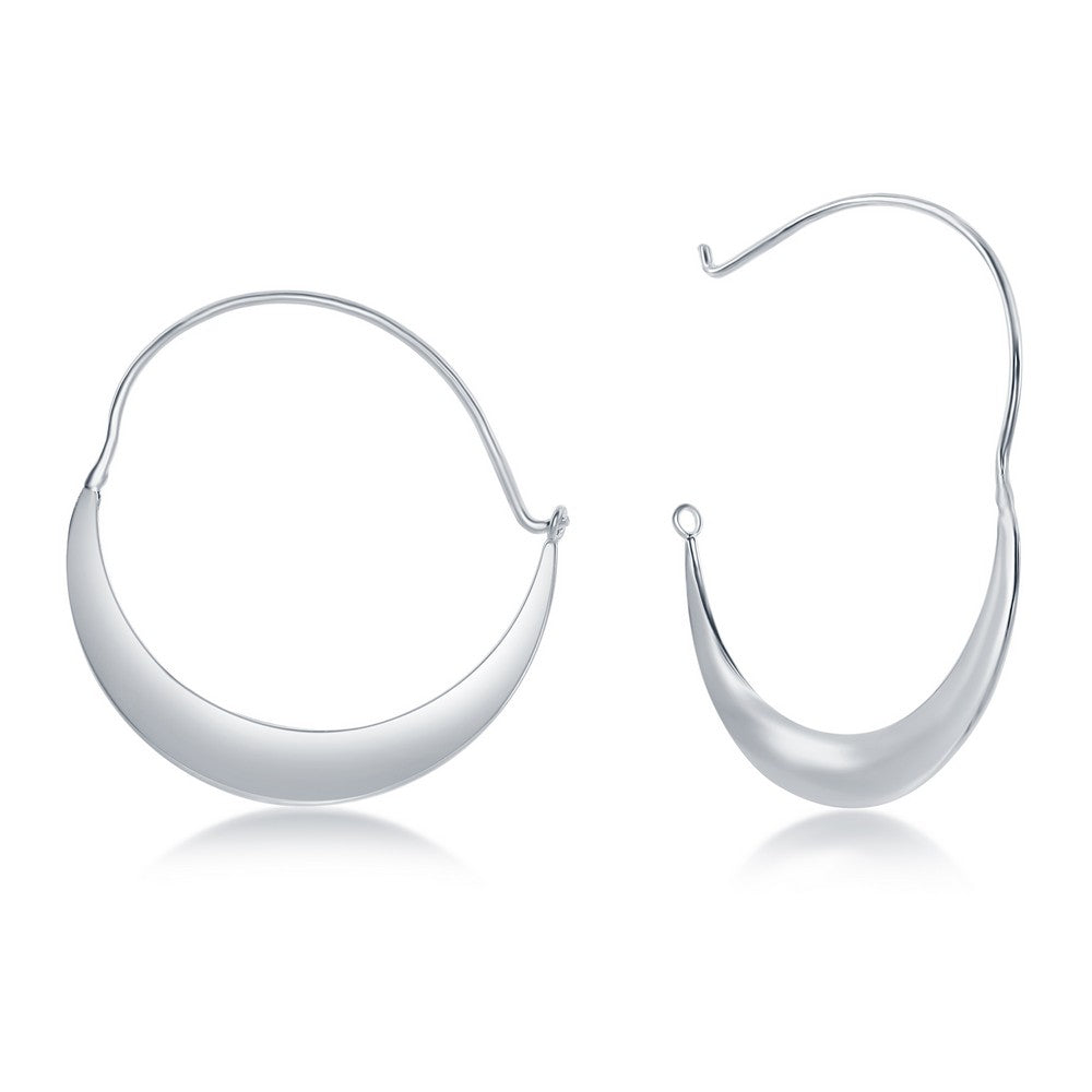 Sterling Silver Crescent Moon Wire Dangling Earrings