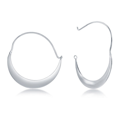 Sterling Silver Crescent Moon Wire Dangling Earrings