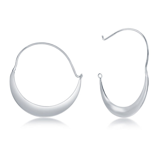 Sterling Silver Crescent Moon Wire Dangling Earrings