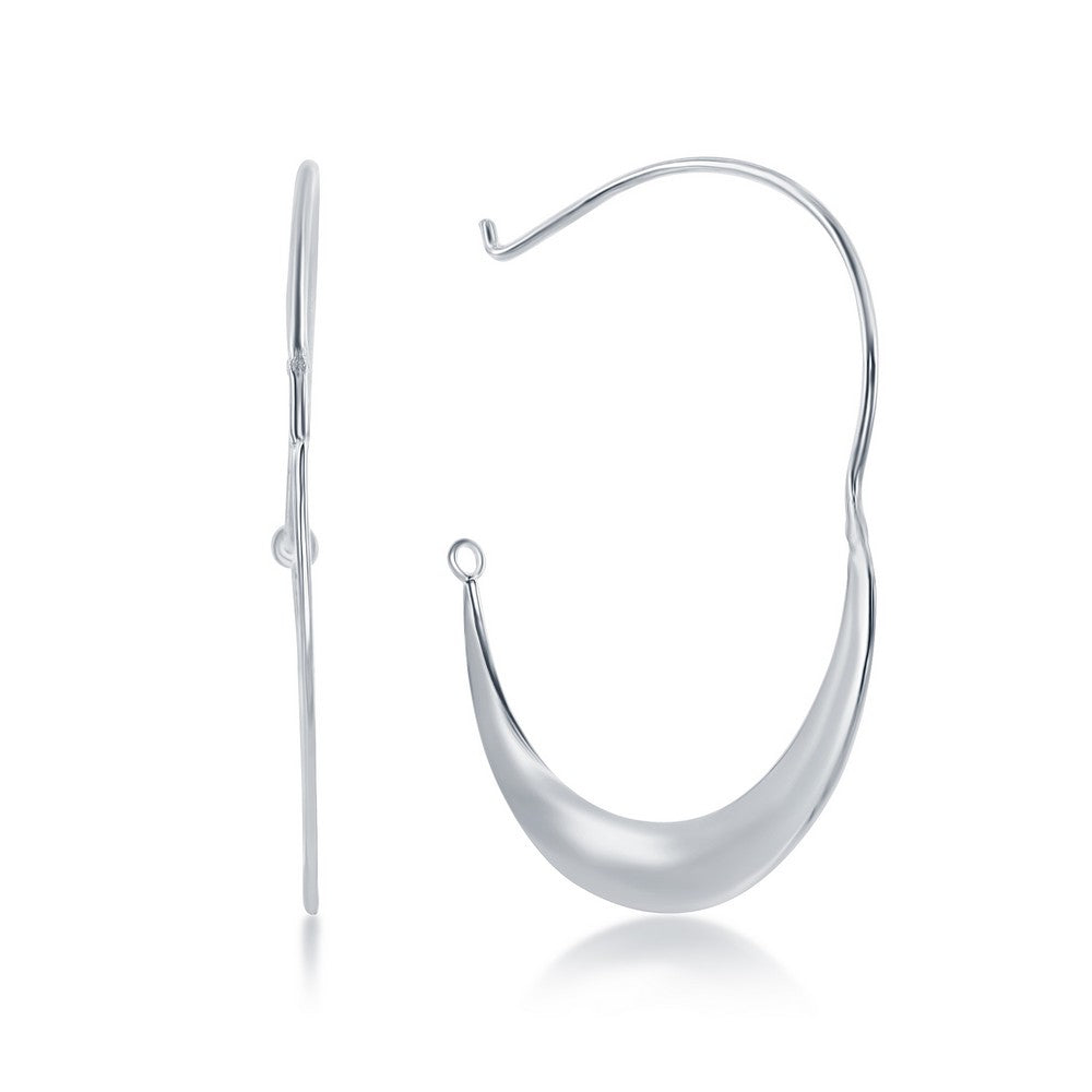 Sterling Silver Crescent Moon Wire Dangling Earrings
